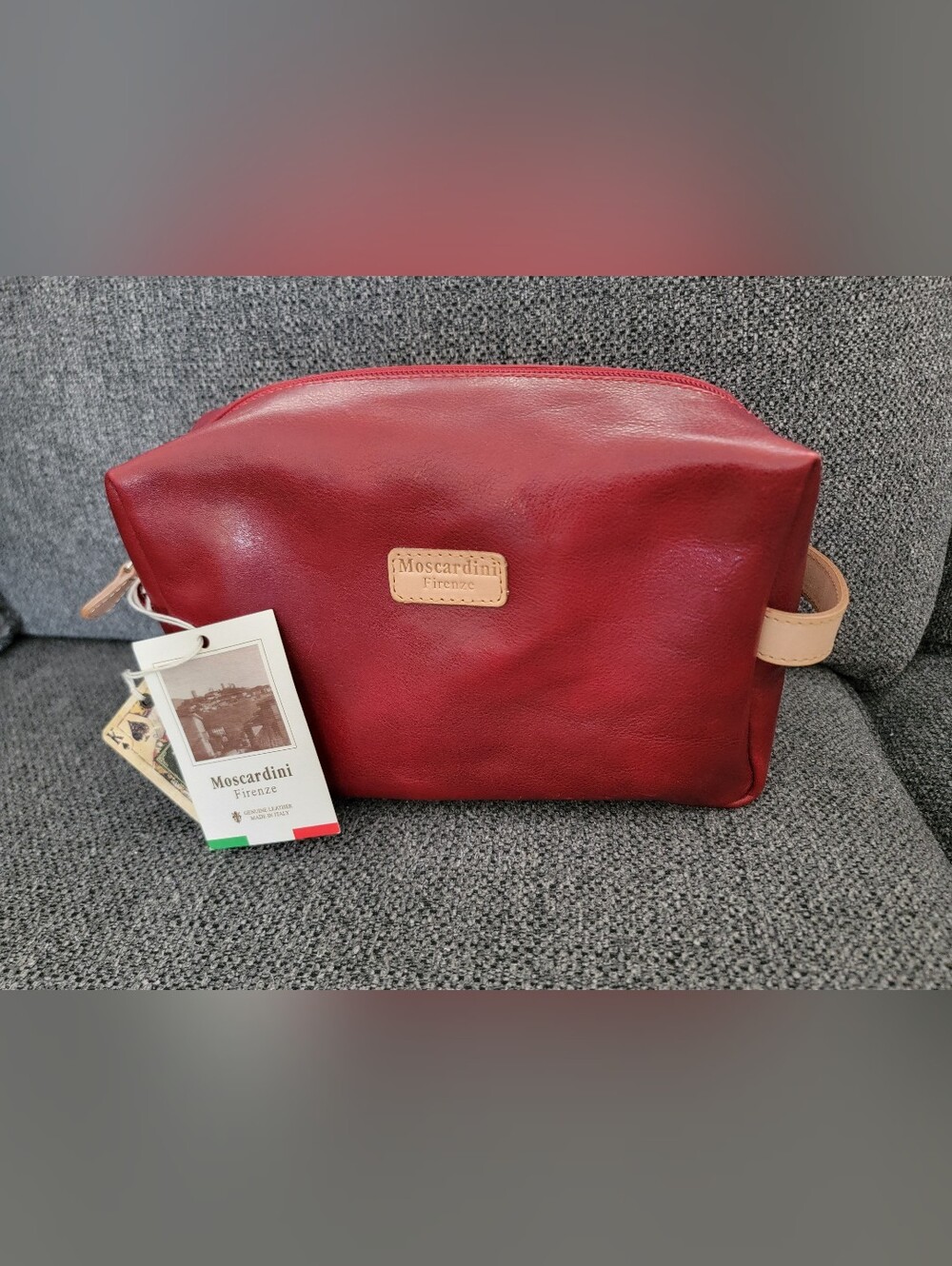 Moscardini Firenze Authentic  Leather Toiletry Cosmetic Clutch Bag